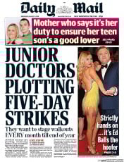 Daily Mail (UK) Newspaper Front Page for 31 August 2016