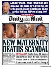 Daily Mail (UK) Newspaper Front Page for 31 August 2018