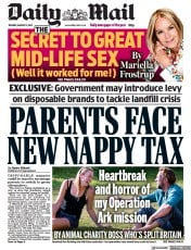 Daily Mail (UK) Newspaper Front Page for 31 August 2021