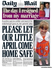 Daily Mail (UK) Newspaper Front Page for 3 October 2012