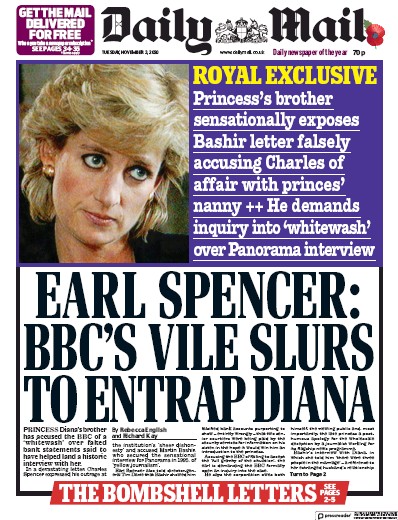 Daily Mail Newspaper Front Page (UK) for 3 November 2020