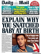 Daily Mail (UK) Newspaper Front Page for 3 December 2013