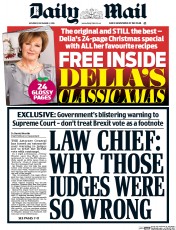 Daily Mail (UK) Newspaper Front Page for 3 December 2016