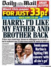 Daily Mail (UK) Newspaper Front Page for 3 January 2023