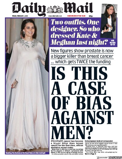 Daily Mail Newspaper Front Page (UK) for 3 February 2018