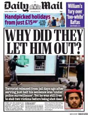 Daily Mail (UK) Newspaper Front Page for 3 February 2020