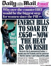 Daily Mail (UK) Newspaper Front Page for 3 February 2022