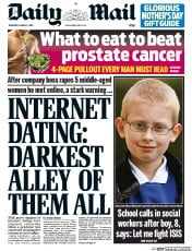 Daily Mail (UK) Newspaper Front Page for 3 March 2016