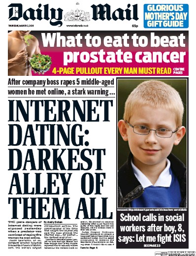 Daily Mail Newspaper Front Page (UK) for 3 March 2016