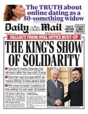 Daily Mail front page for 3 March 2025