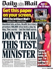 Daily Mail (UK) Newspaper Front Page for 3 April 2020