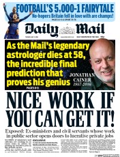 Daily Mail (UK) Newspaper Front Page for 3 May 2016