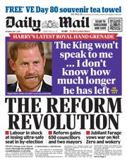 Daily Mail front page for 3 May 2025