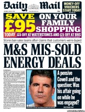 Daily Mail (UK) Newspaper Front Page for 3 August 2013