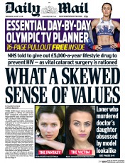 Daily Mail (UK) Newspaper Front Page for 3 August 2016