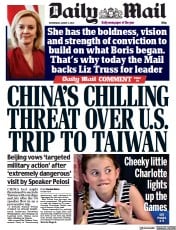 Daily Mail (UK) Newspaper Front Page for 3 August 2022