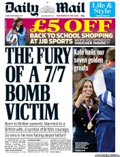 Daily Mail (UK) Newspaper Front Page for 3 September 2012