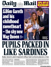 Daily Mail (UK) Newspaper Front Page for 3 September 2013