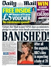 Daily Mail (UK) Newspaper Front Page for 3 September 2016