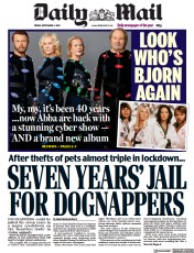 Daily Mail (UK) Newspaper Front Page for 3 September 2021