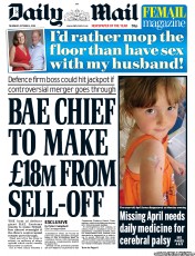 Daily Mail (UK) Newspaper Front Page for 4 October 2012