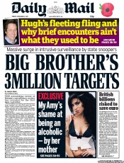 Daily Mail (UK) Newspaper Front Page for 4 November 2011