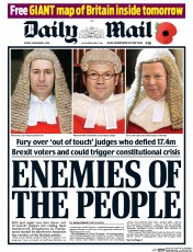 Daily Mail (UK) Newspaper Front Page for 4 November 2016