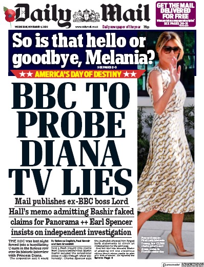 Daily Mail Newspaper Front Page (UK) for 4 November 2020