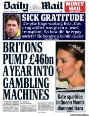 Daily Mail (UK) Newspaper Front Page for 4 December 2013