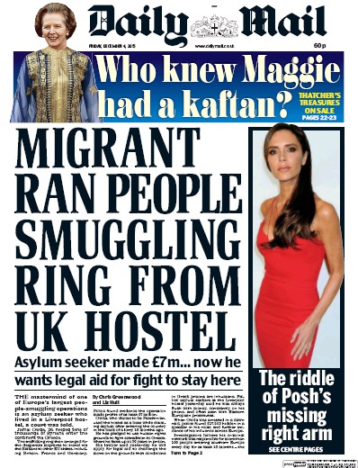 Daily Mail Newspaper Front Page (UK) for 4 December 2015
