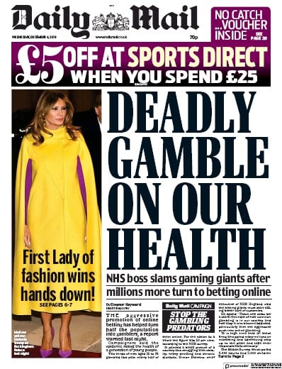 Daily Mail Newspaper Front Page (UK) for 4 December 2019