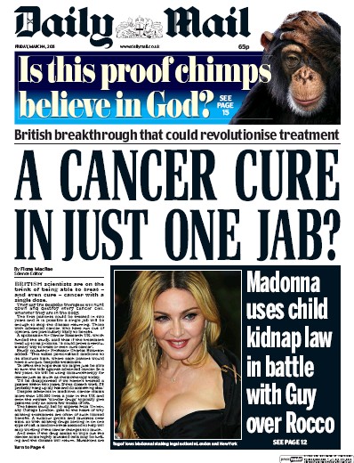 Daily Mail Newspaper Front Page (UK) for 4 March 2016