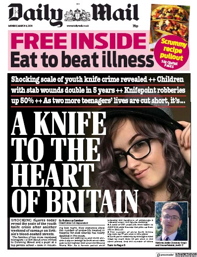 Daily Mail Newspaper Front Page (UK) for 4 March 2019