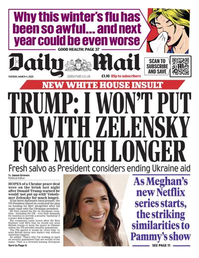 Daily Mail Newspaper Front Page (UK) for 4 March 2025
