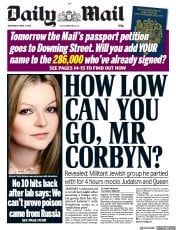 Daily Mail (UK) Newspaper Front Page for 4 April 2018