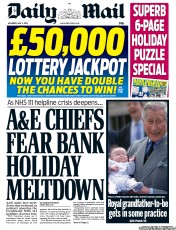 Daily Mail (UK) Newspaper Front Page for 4 May 2013