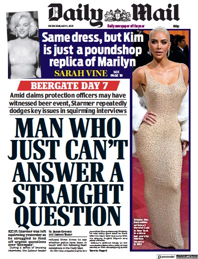 Daily Mail Newspaper Front Page (UK) for 4 May 2022