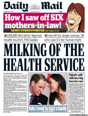 Daily Mail Newspaper Front Page (UK) for 4 July 2011