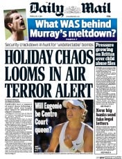 Daily Mail (UK) Newspaper Front Page for 4 July 2014