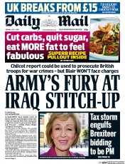 Daily Mail (UK) Newspaper Front Page for 4 July 2016
