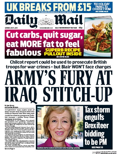 Daily Mail Newspaper Front Page (UK) for 4 July 2016