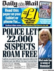 Daily Mail front page for 4 July 2022