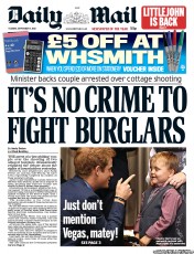 Daily Mail (UK) Newspaper Front Page for 4 September 2012