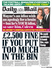 Daily Mail (UK) Newspaper Front Page for 4 September 2017