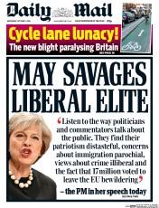 Daily Mail (UK) Newspaper Front Page for 5 October 2016