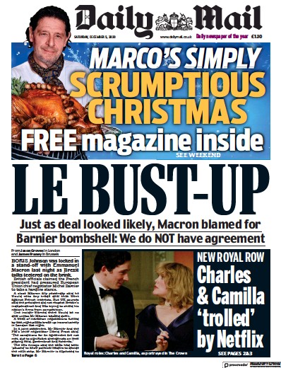 Daily Mail Newspaper Front Page (UK) for 5 December 2020