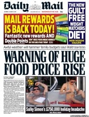 Daily Mail (UK) Newspaper Front Page for 5 January 2013