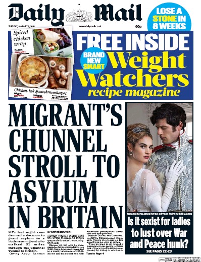 Daily Mail Newspaper Front Page (UK) for 5 January 2016
