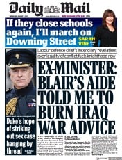Daily Mail front page for 5 January 2022
