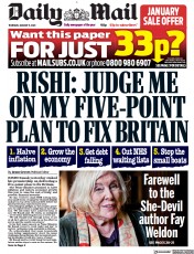 Daily Mail (UK) Newspaper Front Page for 5 January 2023